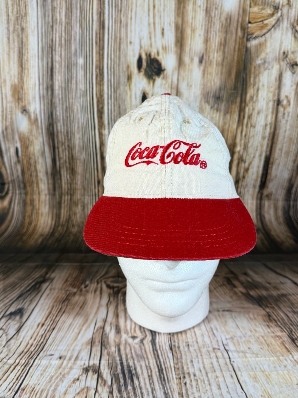 Vintage Coca Cola Hat SnapBack Red Canvas Embroidery USA Louisville Made Retro